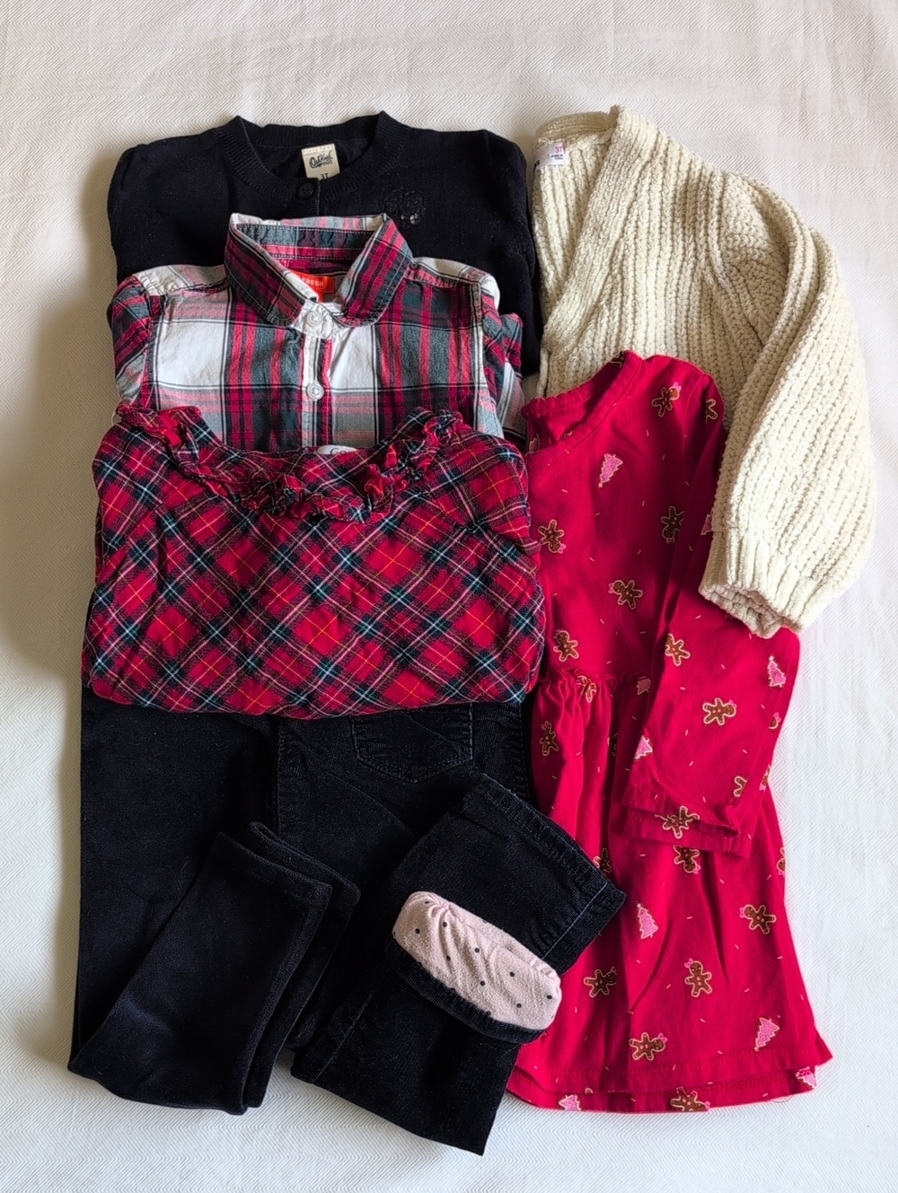Girls 3T Holiday Plaid Gingerbread Dress & Corduroy Lot 7pc Preppy Bundle